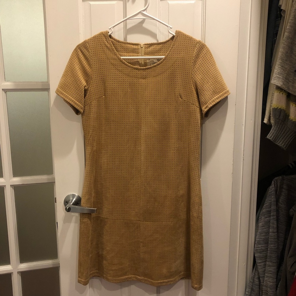 Faux Suede Perforated Mini Dress in size Small